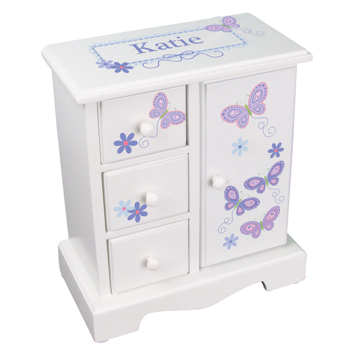 Jewelry Armoire - Lavender Butterflies