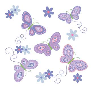 White Toy Box Bench - Butterflies Lavender