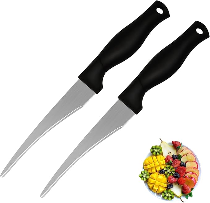 Jocqndia 2PCS Curved Paring Knife - Ultra-Sharp Stainless Steel Peeling Knife with Concave Blade for Fruit & Vegetable - Professional Kitchen Knives Chef Knife for Precision Garnishing & Slicing