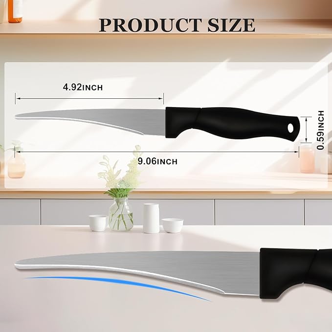 Jocqndia 2PCS Curved Paring Knife - Ultra-Sharp Stainless Steel Peeling Knife with Concave Blade for Fruit & Vegetable - Professional Kitchen Knives Chef Knife for Precision Garnishing & Slicing