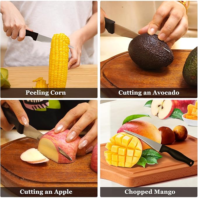 Jocqndia 2PCS Curved Paring Knife - Ultra-Sharp Stainless Steel Peeling Knife with Concave Blade for Fruit & Vegetable - Professional Kitchen Knives Chef Knife for Precision Garnishing & Slicing