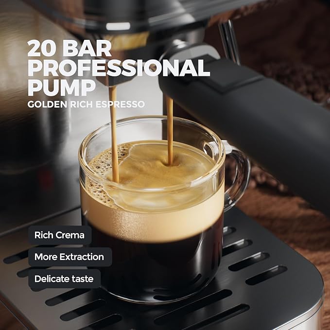 JZ.CAFE Espresso Machine with Rapid Cold Brew, Hot & Iced Coffee Machine, Espresso Maker with Milk Frother Steam Wand, One Touch Control with 41oz Water Tank for Latte, Cappuccino, Gift