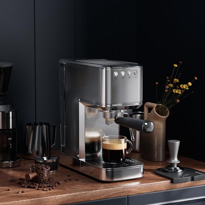 JZ.CAFE Espresso Machine with Rapid Cold Brew, Hot & Iced Coffee Machine, Espresso Maker with Milk Frother Steam Wand, One Touch Control with 41oz Water Tank for Latte, Cappuccino, Gift
