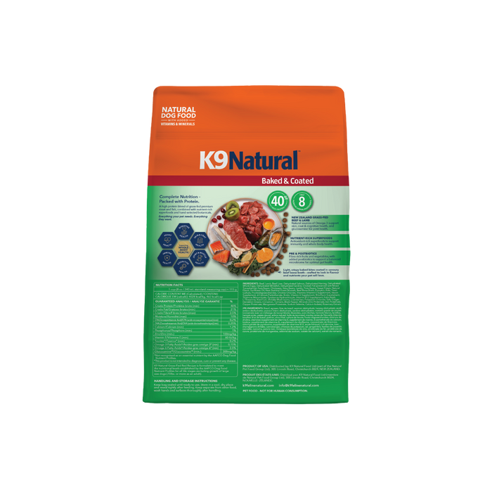 K9 Natural Grain Free Baked and Coated Dog Dry Food Grass Fed Red Recipe