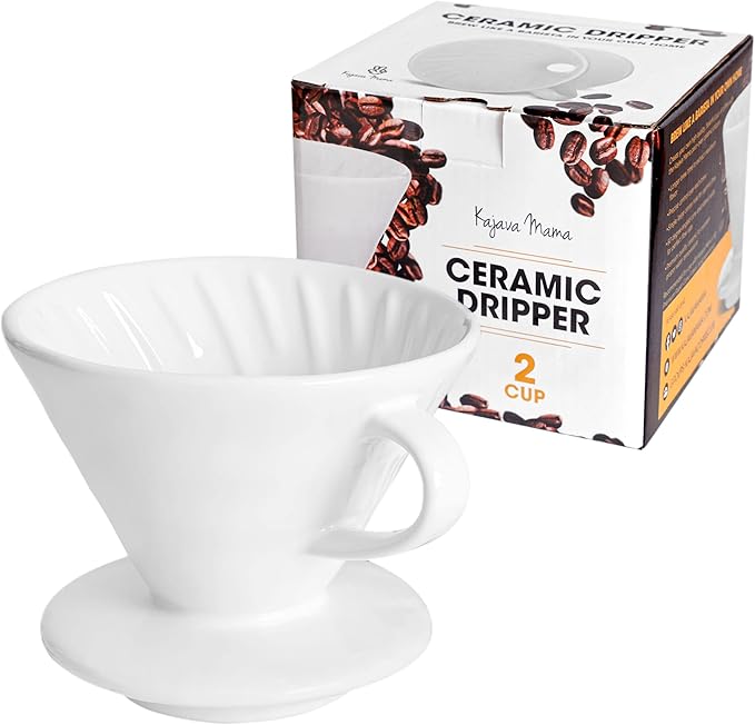 Kajava Mama Ceramic Pour Over Coffee Dripper V02 Manual Brewer White, 2 Cup