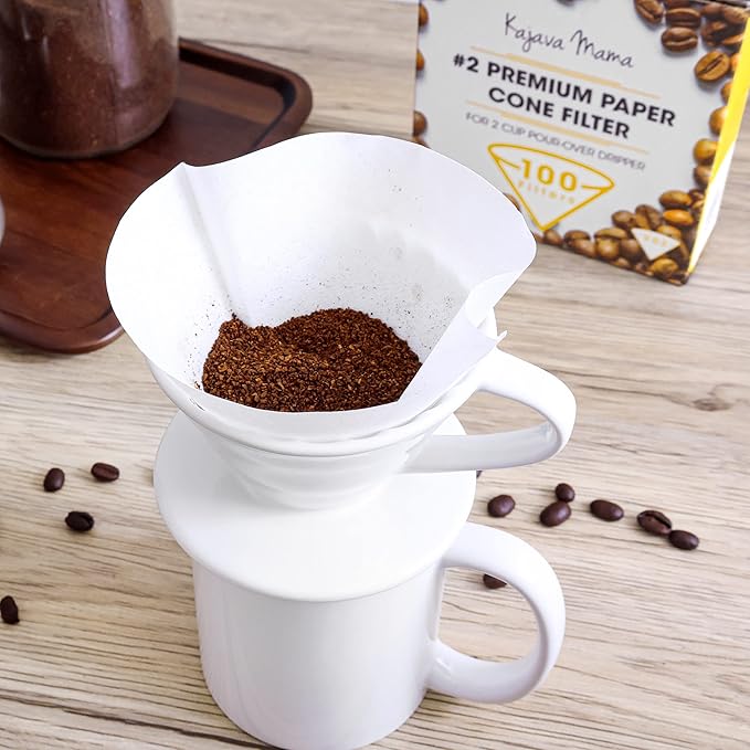 Kajava Mama Ceramic Pour Over Coffee Dripper V02 Manual Brewer White, 2 Cup