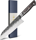 kanngou 7 Inch Santoku Knife, Black Forged Japanese Chef Knife with AUS-8 Alloy Steel, Japanese Santoku Knife with Full Tang Pakkawood Handle, Christmas Gift with Premium Box (7 Inch Santoku Knife)