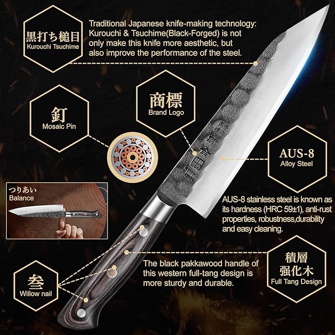 kanngou 8.27 Inch Japanese Kitchen Knife, Commercial Chef Knife