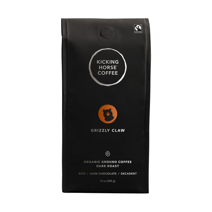 Kicking Horse Coffee, Grizzly Claw, Dark Roast, Ground, 10 oz - Certified Organic, Fairtrade, Kosher Coffee