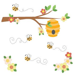 White Toy Box Bench - Honey Bees