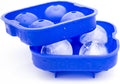 Kitch Ice Ball Maker Mold - Flexible Silicone Ice Tray - Molds 4 X 4.5cm Round Ice Ball Spheres - Cobalt Blue