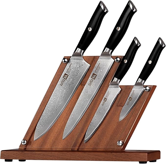 Klaus Meyer Empira 5 Piece Damascus Kitchen Knife Set With Magnetic Block