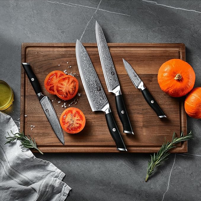 Klaus Meyer Empira 5 Piece Damascus Kitchen Knife Set With Magnetic Block
