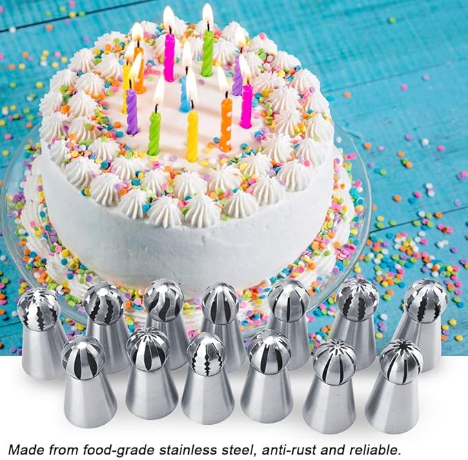 KooingTech 13PCS Russian Piping Tips Stainless Steel Piping Tips Set
