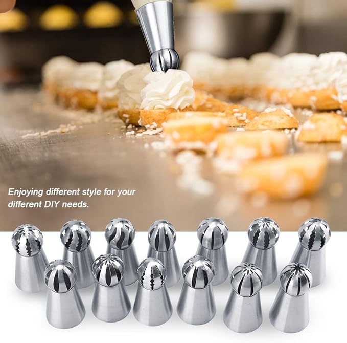 KooingTech 13PCS Russian Piping Tips Stainless Steel Piping Tips Set