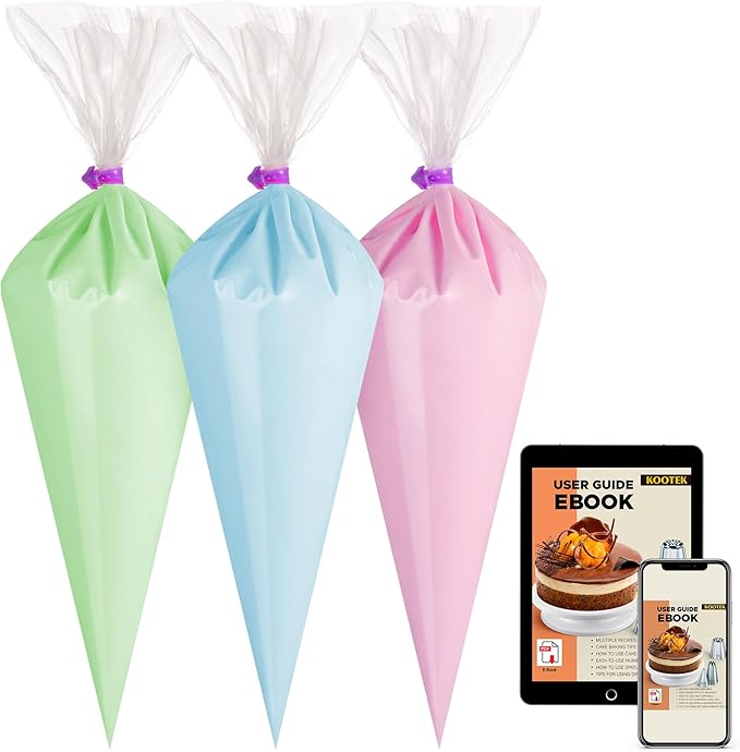 Kootek Piping Bags, Disposable Pastry Icing Bags 16 Inch, 100 Pcs Large