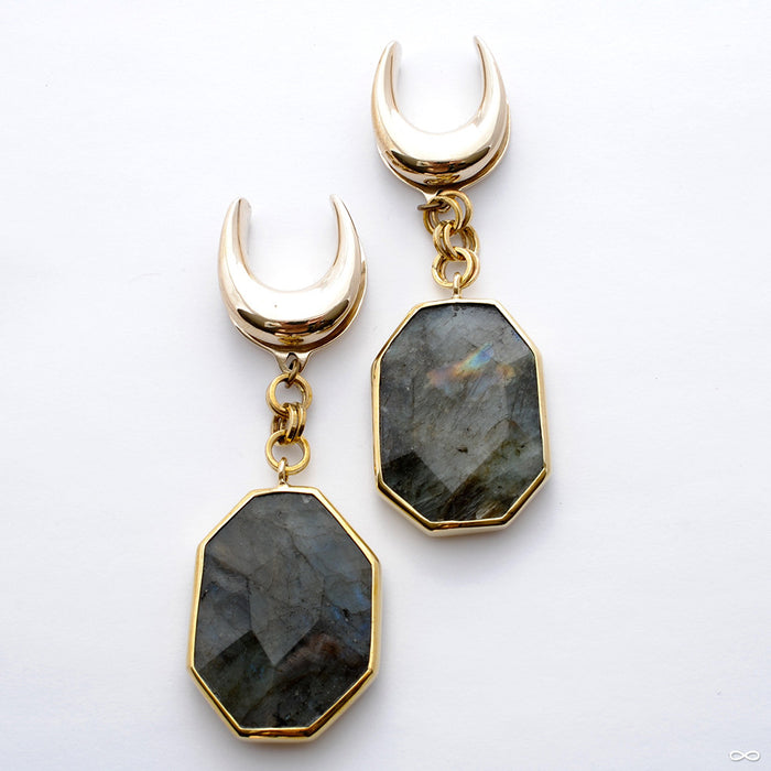 Labradorite Stone Drops with Brass Spreader Hooks from Diablo Organics