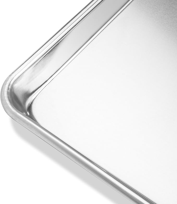 Last Confection 6 Cookie Baking Sheets 9" x 13" - Small Rimmed Aluminum Jelly Roll Trays - Quarter Sheet Pans