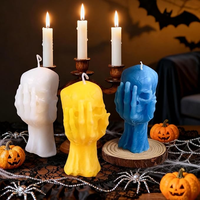Lednica Skull Silicone Candle Mold, 3D Ghost Hand Skeleton Mold for Epoxy Resin Casting, Aromatherapy Soap, Resin Arts Crafts, Home Decor and Gifts Birthday, Themed Party