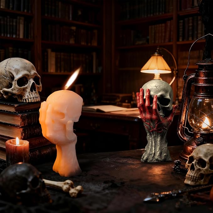 Lednica Skull Silicone Candle Mold, 3D Ghost Hand Skeleton Mold for Epoxy Resin Casting, Aromatherapy Soap, Resin Arts Crafts, Home Decor and Gifts Birthday, Themed Party