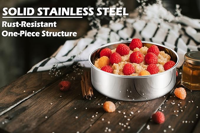 Leonyo Non-Toxic Stainless Steel Round 8 Inch Cake Pans For Baking,3 Pack