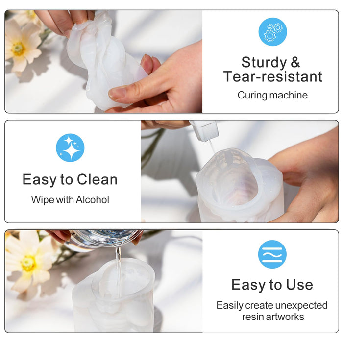LET'S RESIN Dragon Resin Molds, 3 Pcs Lively 3D Animal Silicone Molds