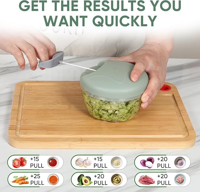 LGURT Garlic Chopper, Pull-String Vegetable Onion Mincer