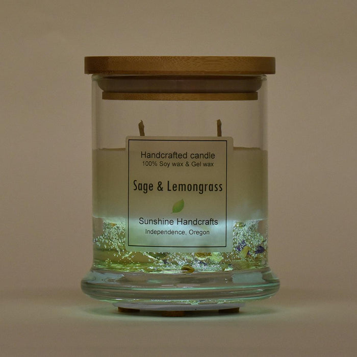 Light Up Sage & Lemongrass Botanical Gel Candle lit up