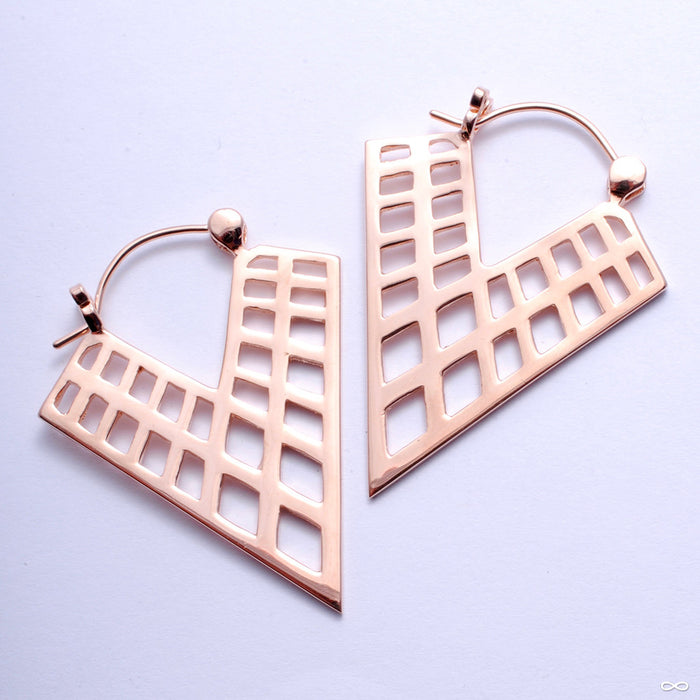 Lightspeed Earrings from Tawapa in Rose-gold-plated Brass