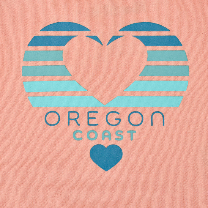 Little Bay Root Infant Bodysuit Oregon Heart Wave salmon logo close up