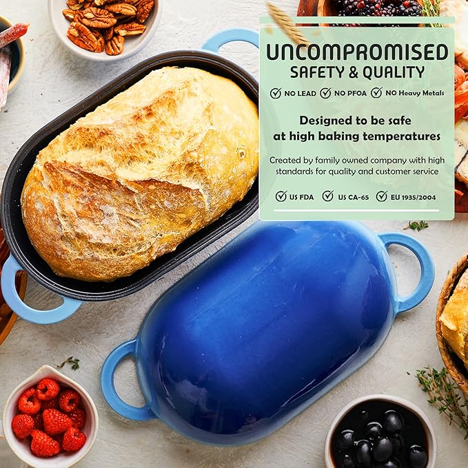 LoafNest: The Original Breadbaking Dutch Oven. 2 Qt Covered Cast Iron Yeast and Sourdough Baker. Non-Toxic Oven-Safe to 500 F [Casserole only]