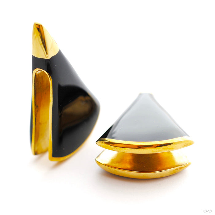 Lourde Weights with Inlay from Buddha Jewelry in Brass w/ Onyx