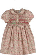 Luli & Me Mulberry Floral Smocked Dress-Red