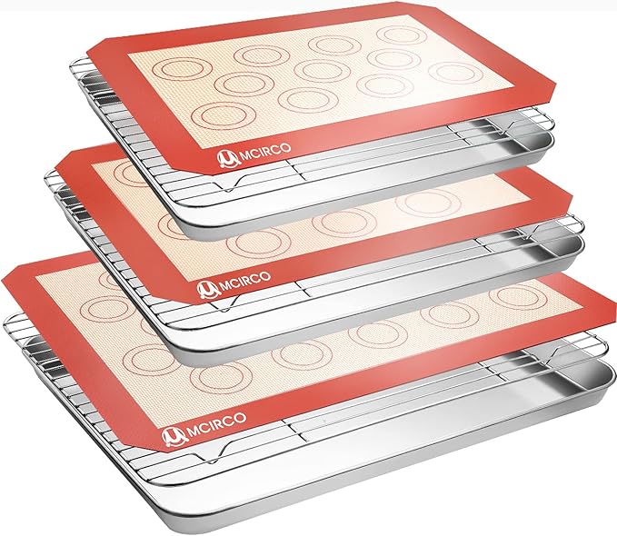 M MCIRCO Baking Sheet with Cooling Rack, Baking Mat Set, Set of 9