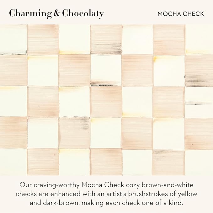 MACKENZIE-CHILDS Enamel Measuring Cup, Brown-and-White Mocha Check