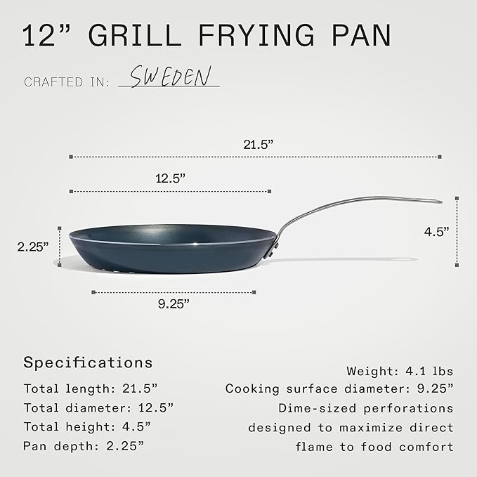 Made In Cookware - 12" Seasoned Carbon Steel Grill Frying Pan