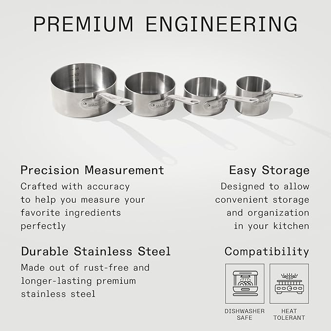 Made In Cookware - Measuring Cup Set - Stainless Steel - Stackable - Dishwasher Safe