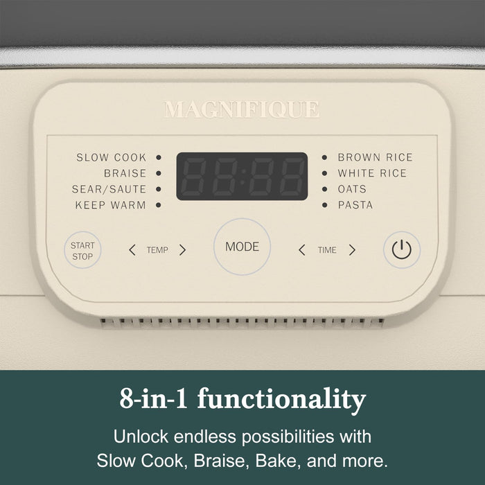 MAGNIFIQUE 6 Quart Multi-Cooker with 8-in-1 Casserole Programmable Slow Cooker, Dutch Oven, Pasta, Nonstick, Oven Safe Pot to 500°F Oatmeal