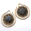 Mandala Hoops in Brass with Labradorite from Oracle