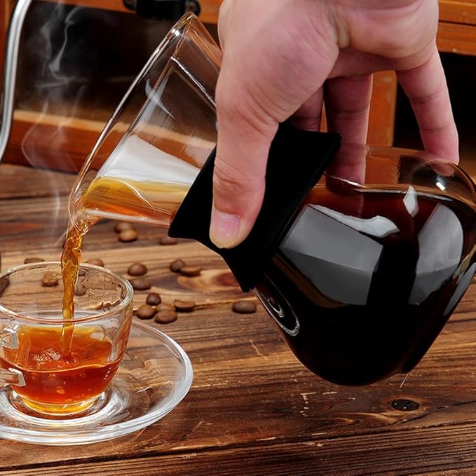 Manual Glass Coffee Maker Pot, 400ml Drip Pot with Premium Stainless Steel