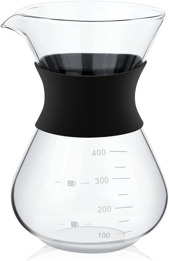 Manual Glass Coffee Maker Pot, 400ml Drip Pot with Premium Stainless Steel