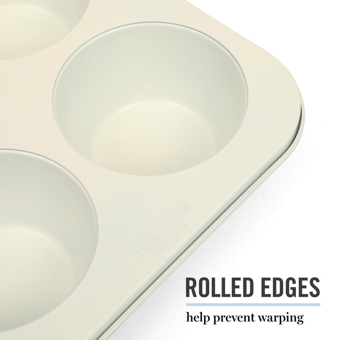 Martha Stewart Gallen 6 Cup Nonstick Carbon Steel Muffin and Cupcake Pan - Teal Durable Bakeware for Muffins, Cupcakes & Mini Cakes