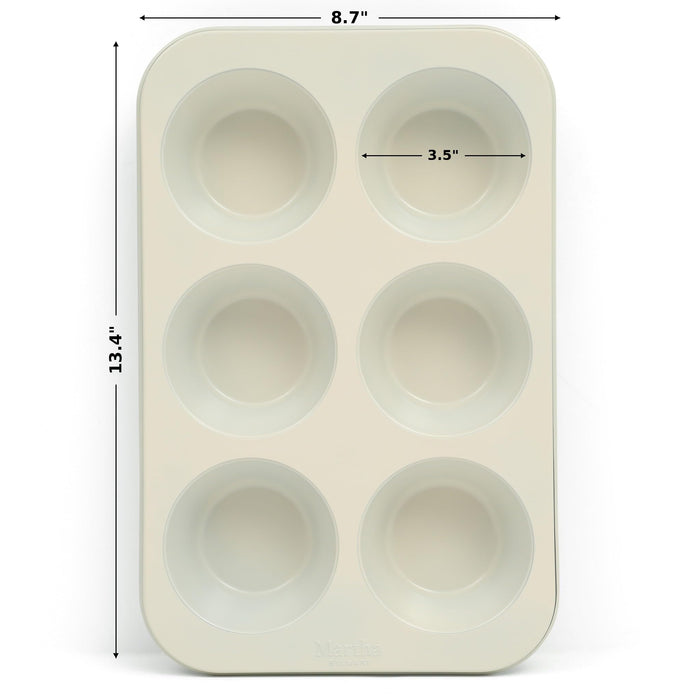 Martha Stewart Gallen 6 Cup Nonstick Carbon Steel Muffin and Cupcake Pan - Teal Durable Bakeware for Muffins, Cupcakes & Mini Cakes