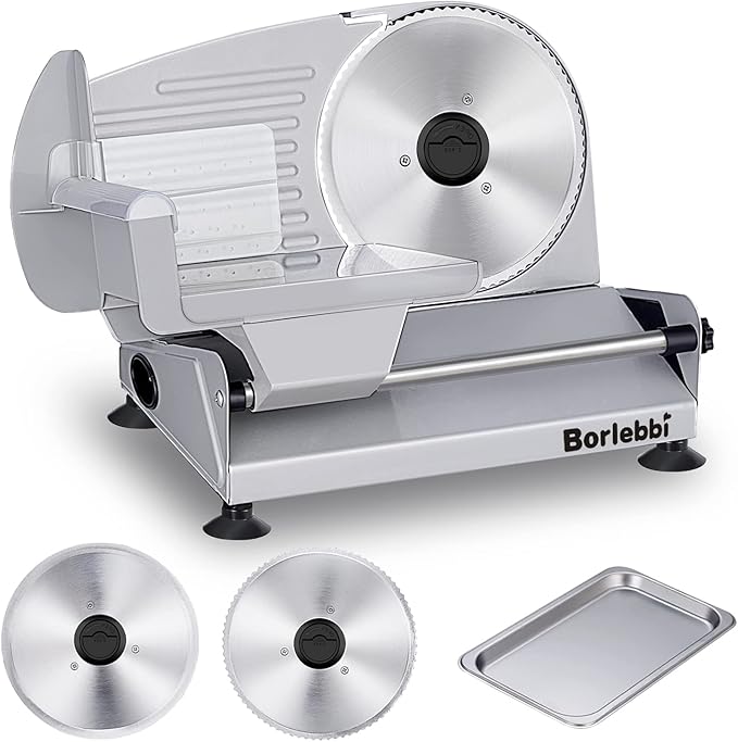 Meat Slicer, 200W Electric Food Slicer with 2 Removable 7.5" Blades