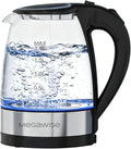 MEGAWISE 1.8L Glass Electric Kettle, Auto Shut-Off, Boil-Dry Protection