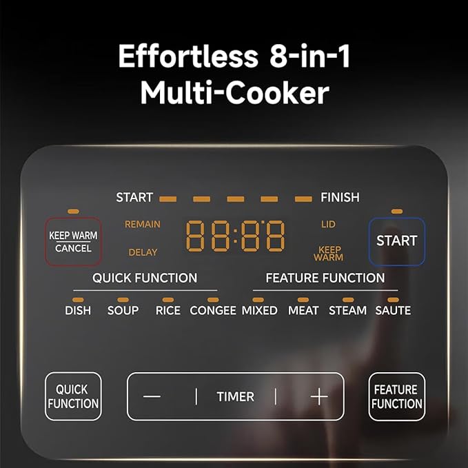 Midea 8-in-1 Electric Pressure Cooker with Dual Pots, Multi-Functional Programmable Slow Cooker, Rice Cooker, Steamer, Sauté Pan and More, 5 Quart