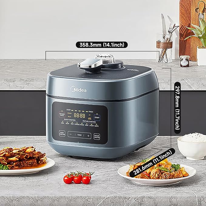 Midea 8-in-1 Electric Pressure Cooker with Dual Pots, Multi-Functional Programmable Slow Cooker, Rice Cooker, Steamer, Sauté Pan and More, 5 Quart