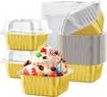 Mini Cake Pans with Lids, Aluminum Foil Cupcake Baking Cups, 5 oz 40 Pack