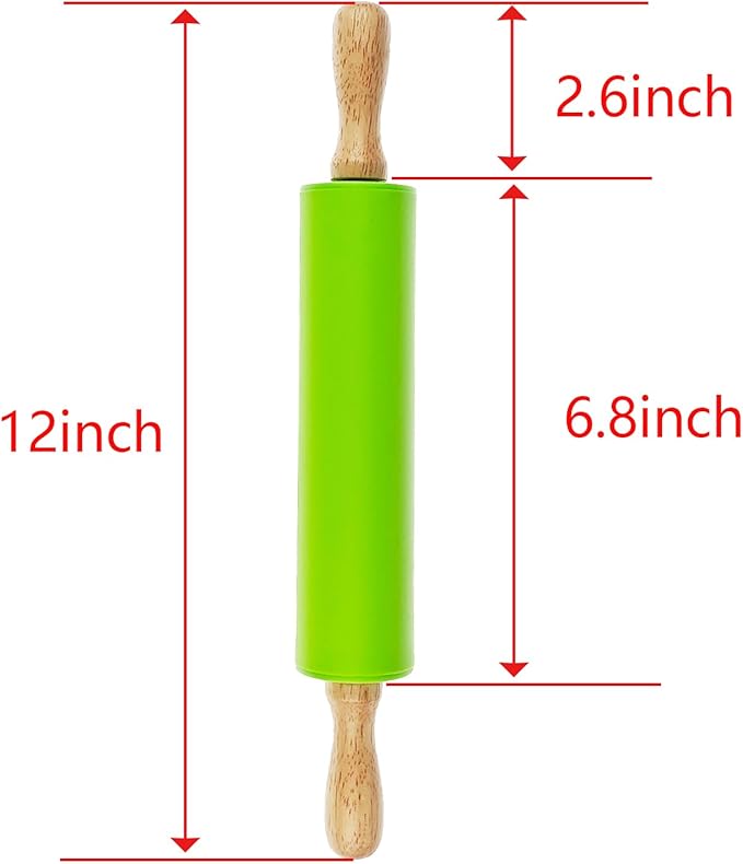 Miokun 6 Pack Small Rolling Pin for Kids, Kids Rolling Pin for Home Kitchen (6 colors) (12 Inch)