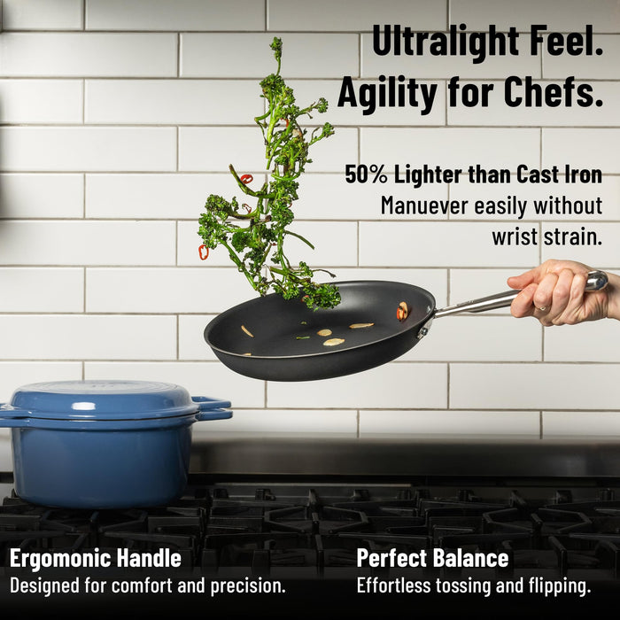 Misen Carbon Nonstick™ Skillet - Nitrided Carbon Steel - Professional Alternative to Teflon - 1100°F High Heat Ready - Easy Release - Induction, Oven, & Grill Safe - 8 Inch